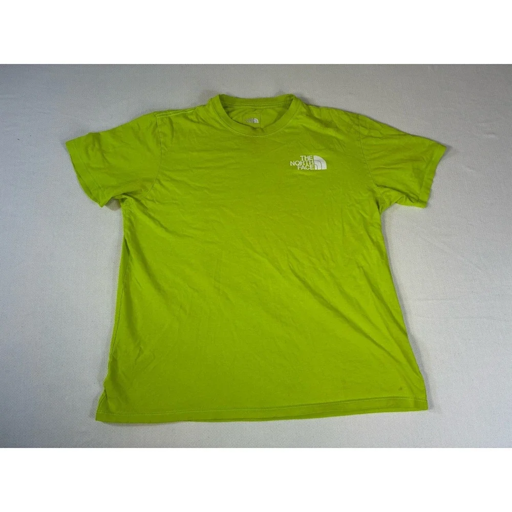 The North Face Men's Large Lime Green Box Logo‎ T-Shirt Never Stop Exploring